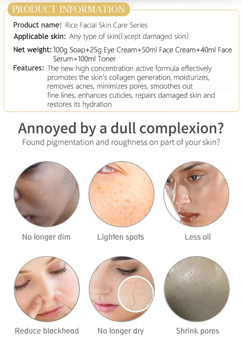 Aichun Beauty Rice Facial Skin Care Series – 5 Piece Set