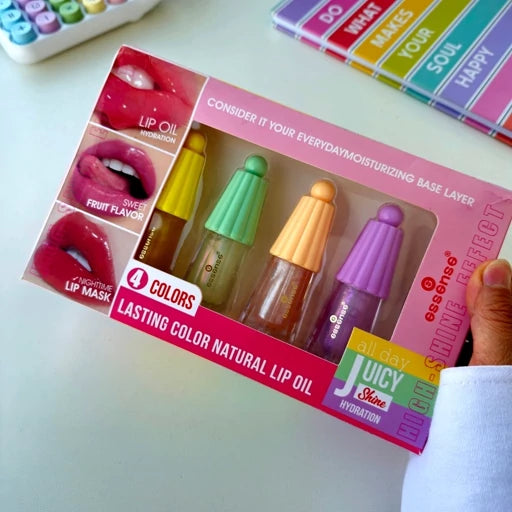 Essense Natural Lip Oil – Huile à Lèvres Hydratante (Pack de 4)