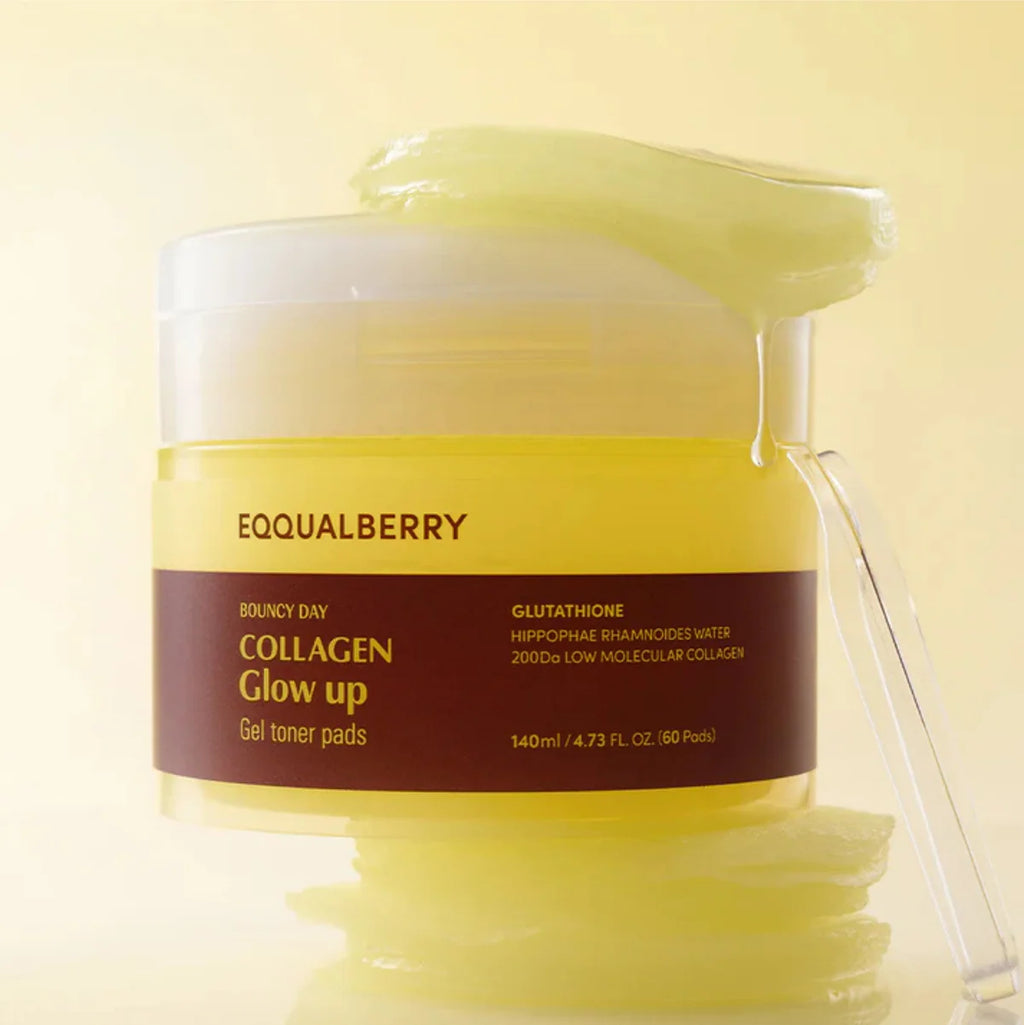 EQQUALBERRY – Bouncy Day Collagen Glow Up Gel Toner Pads (60 Pads)