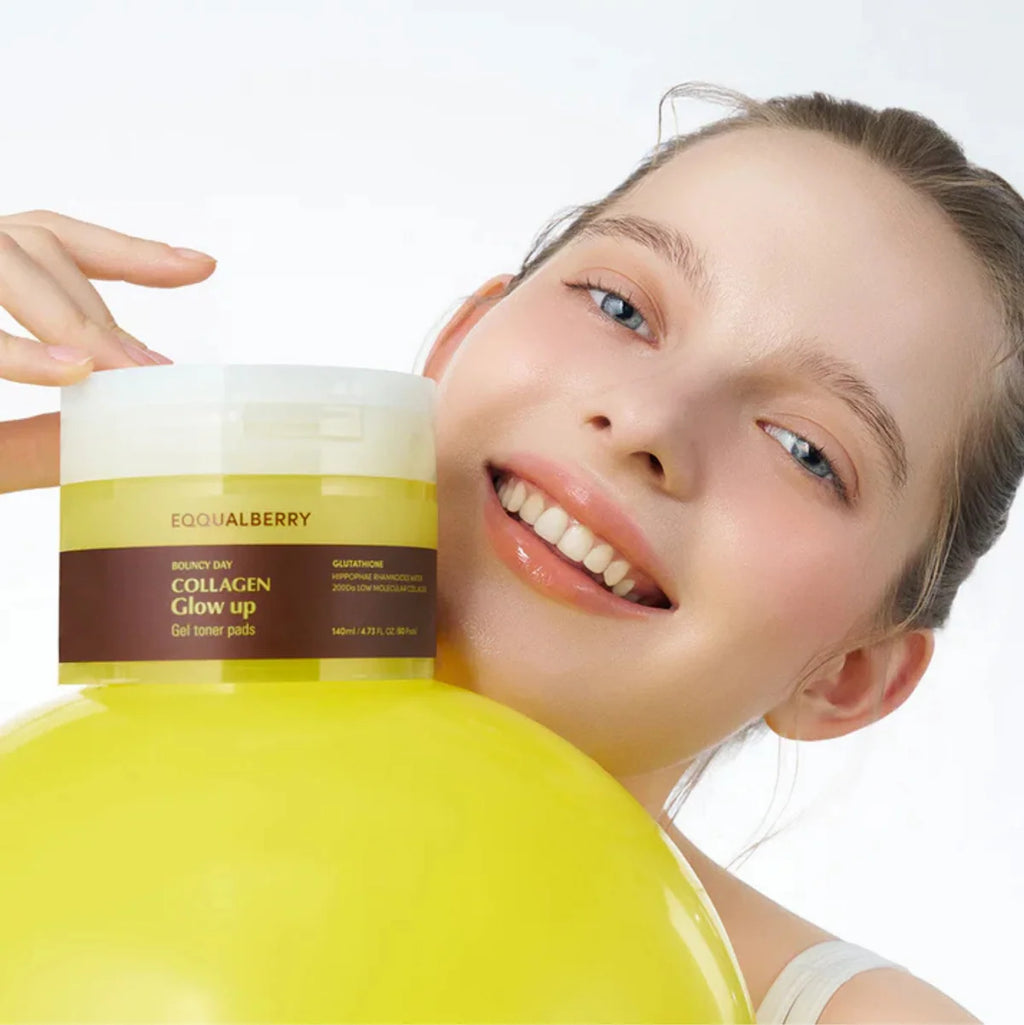 EQQUALBERRY – Bouncy Day Collagen Glow Up Gel Toner Pads (60 Pads)