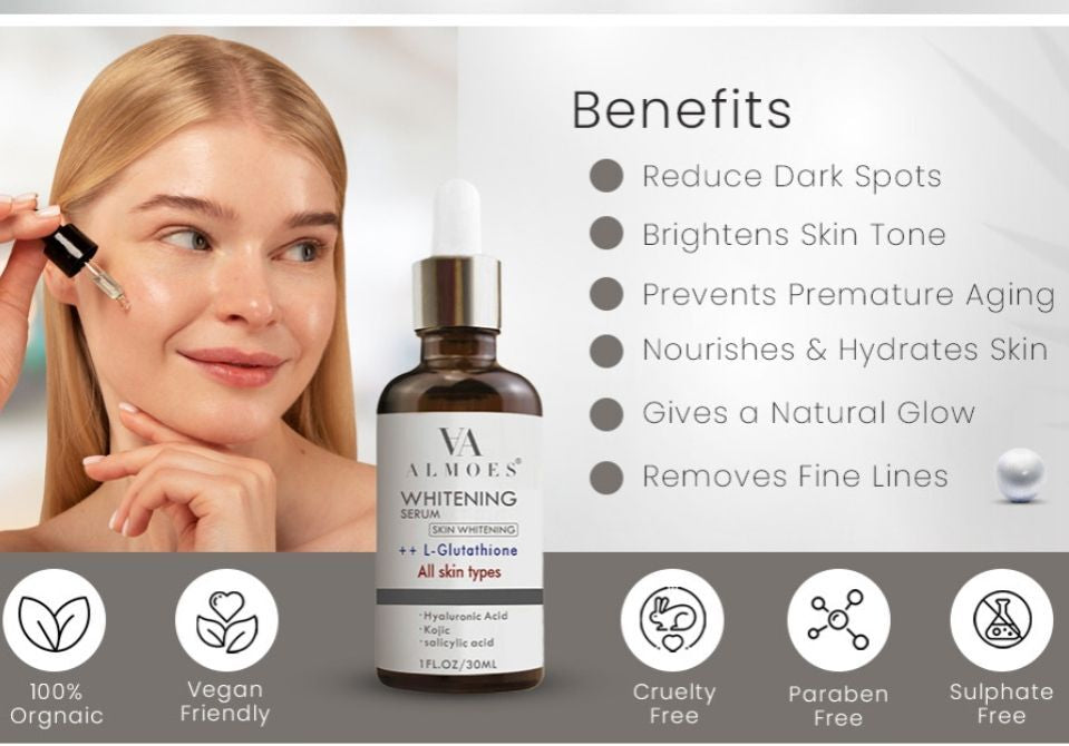VA ALMOES Whitening Serum + L-Glutathione — 30ml