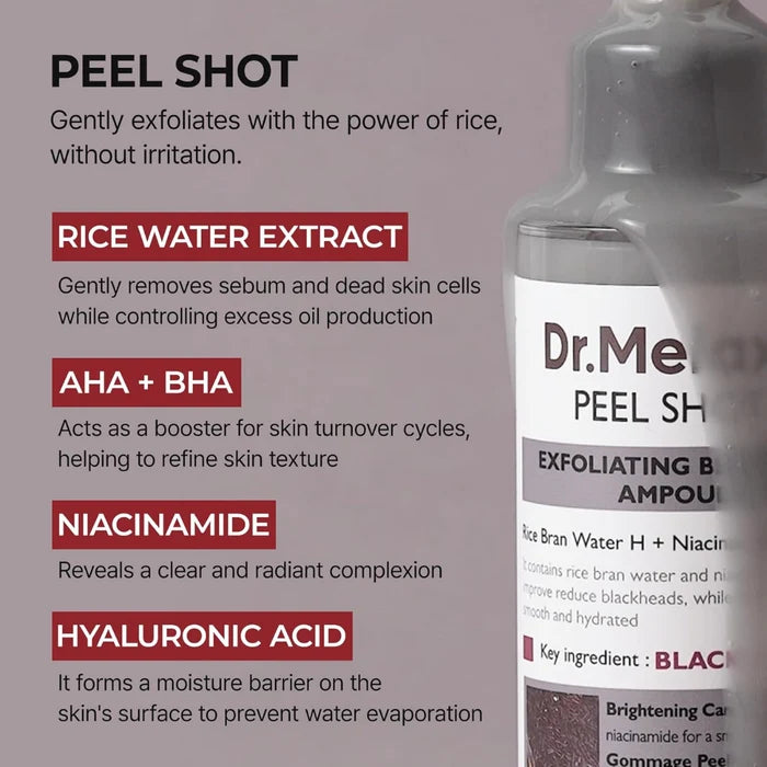 Dr.Melaxin Peel Shot Exfoliating Black Rice Ampoule — 80 ml
