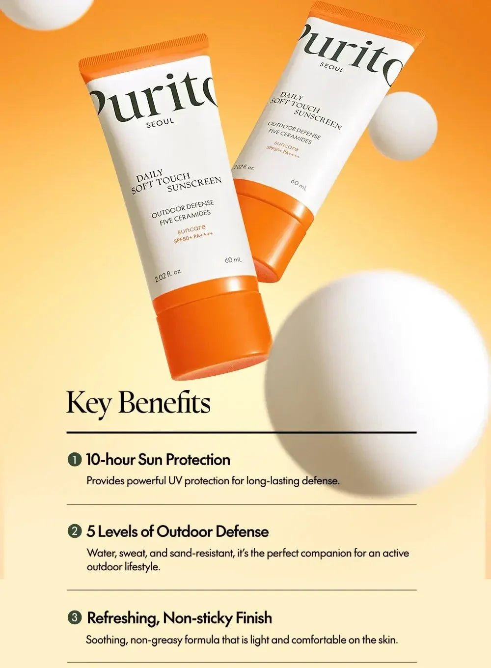 PURITO Daily Soft Touch Sunscreen SPF50+ PA++++ – 60ml
