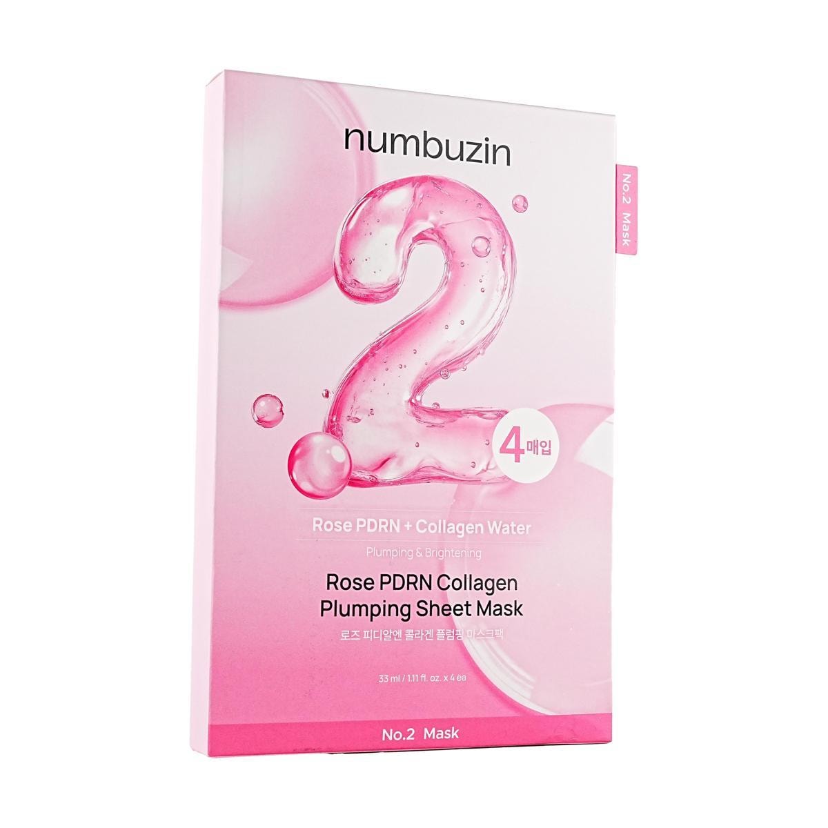 NUMBUZIN No.2 – Rose PDRN Collagen Plumping Sheet Mask (4 pièces)