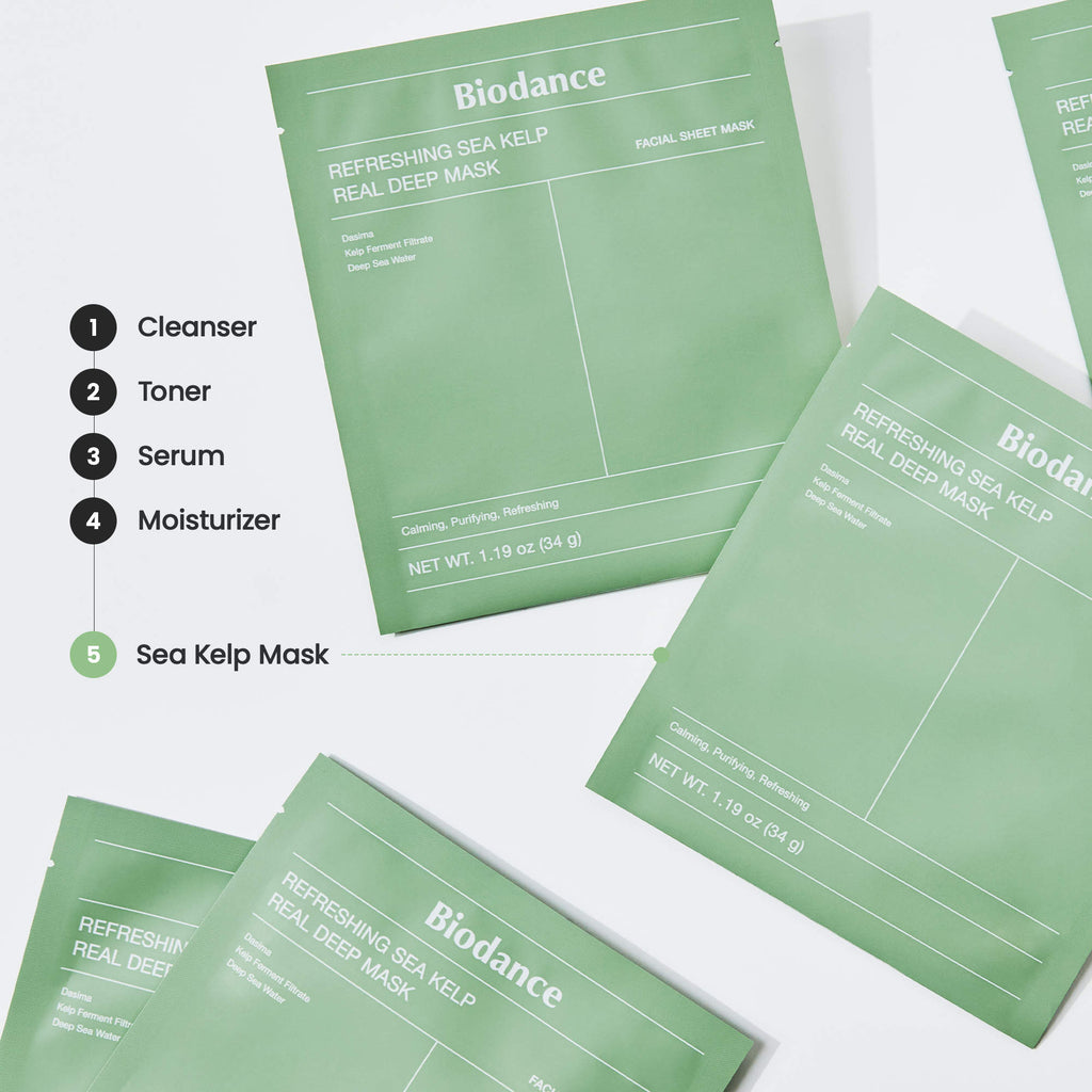 BIODANCE – Refreshing Sea Kelp Real Deep Mask (4 pièces)