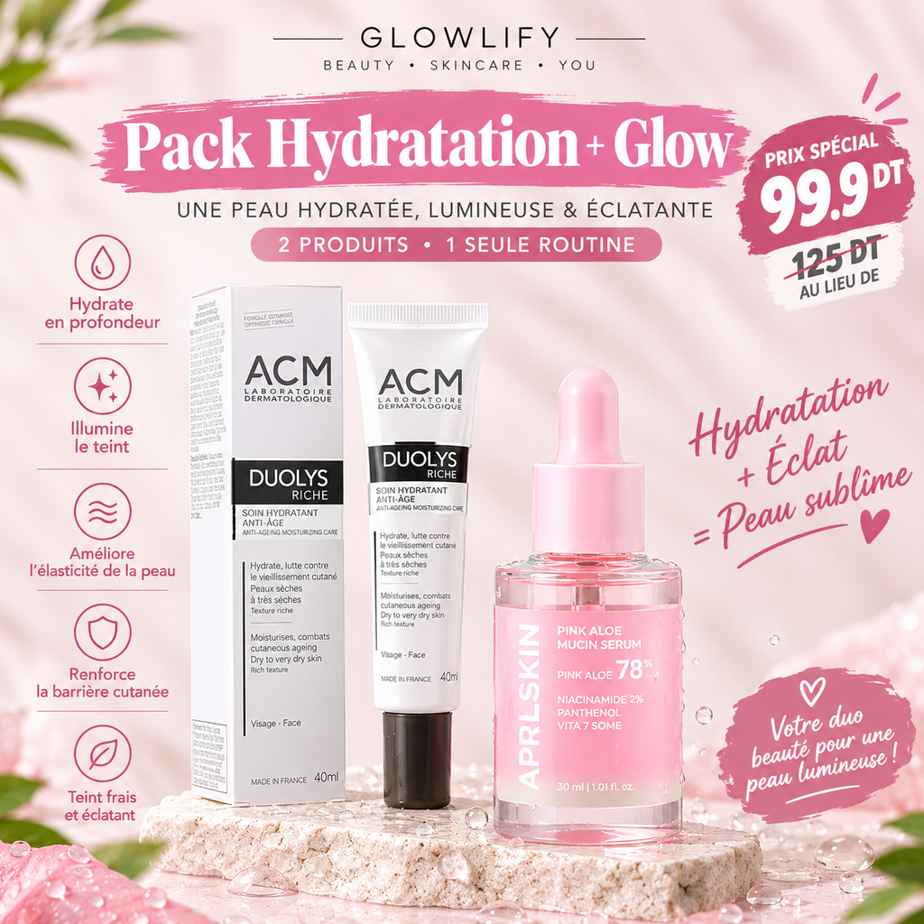Pack Hydratation + Glow : APRILSKIN Pink Aloe Mucin Serum + ACM Duolys Riche Soin Hydratant Anti-Âge
